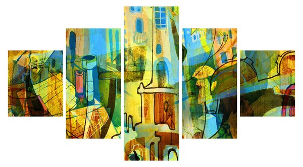 Obraz - Architektura, kubistická abstrakce (125x70 cm)