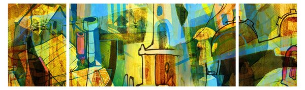 Obraz - Architektura, kubistická abstrakce (170x50 cm)