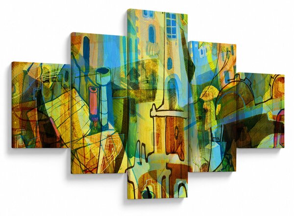 Obraz - Architektura, kubistická abstrakce (125x70 cm)