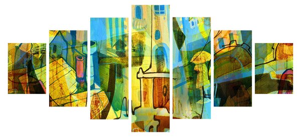 Obraz - Architektura, kubistická abstrakce (210x100 cm)