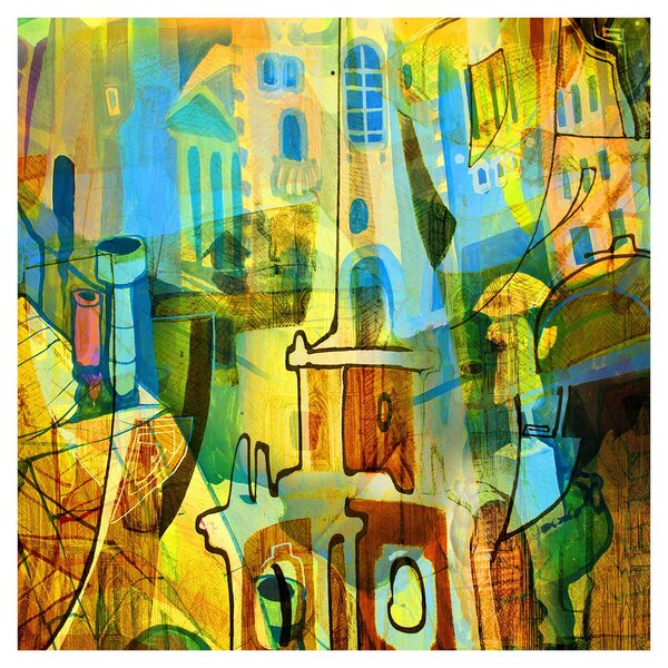 Obraz - Architektura, kubistická abstrakce (30x30 cm)