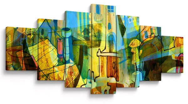 Obraz - Architektura, kubistická abstrakce (210x100 cm)