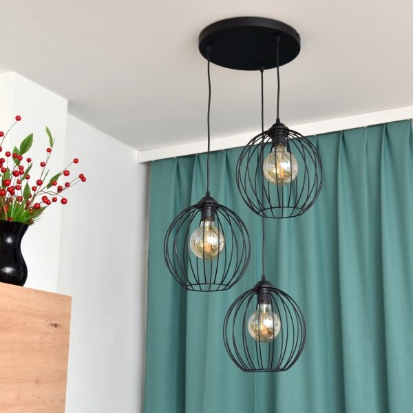 LED Lustr na lanku MERCURE 3xE27/15W/230V pr. 50 cm černá