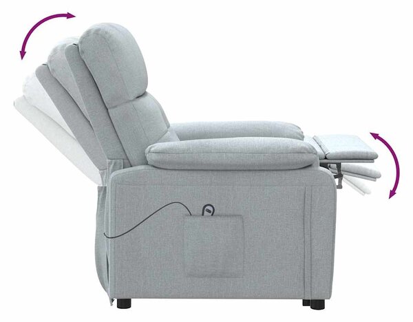 Elektrické polohovací křeslo světle šedé textil 3073802