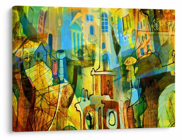 Obraz - Architektura, kubistická abstrakce (70x50 cm)