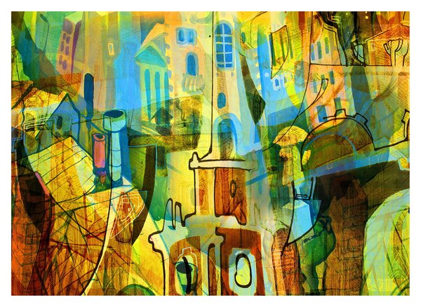 Obraz - Architektura, kubistická abstrakce (70x50 cm)