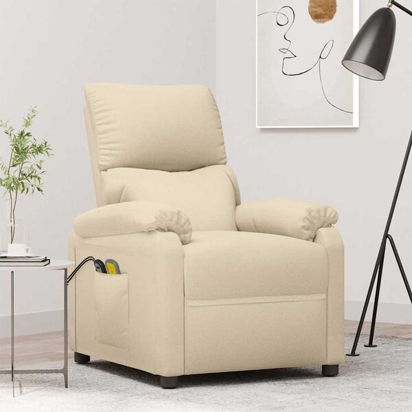 Elektrické masážní křeslo krémové textil 3073826