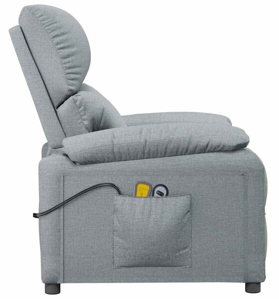 Elektrické masážní křeslo světle šedé textil 3073827