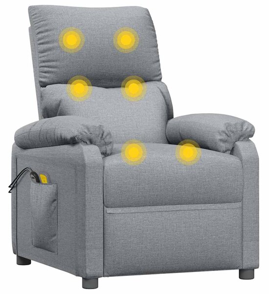 Elektrické masážní křeslo světle šedé textil 3073827