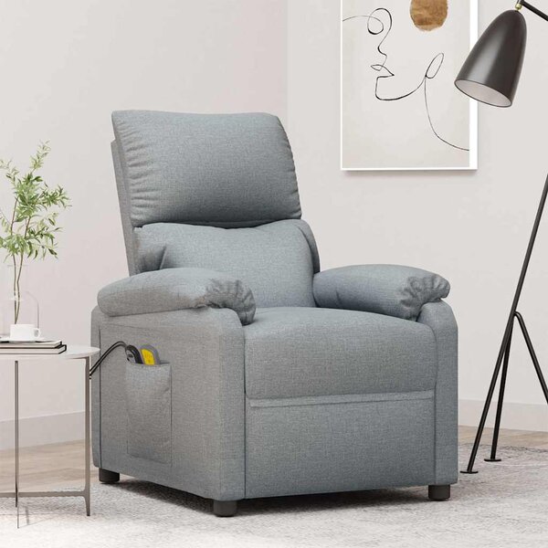 Elektrické masážní křeslo světle šedé textil 3073827