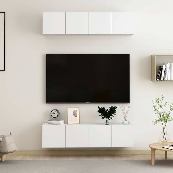 TV stolky 4 ks bílé 60 x 30 x 30 cm kompozitní dřevo 3074450