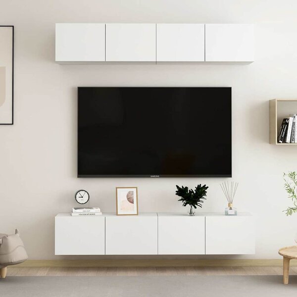 TV skříňky 4 ks bílé 80 x 30 x 30 cm kompozitní dřevo 3074451