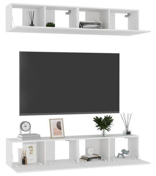 TV skříňky 4 ks bílé 80 x 30 x 30 cm kompozitní dřevo 3074451