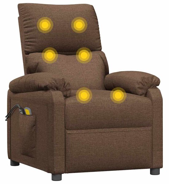 Elektrické masážní křeslo hnědé textil 3073829