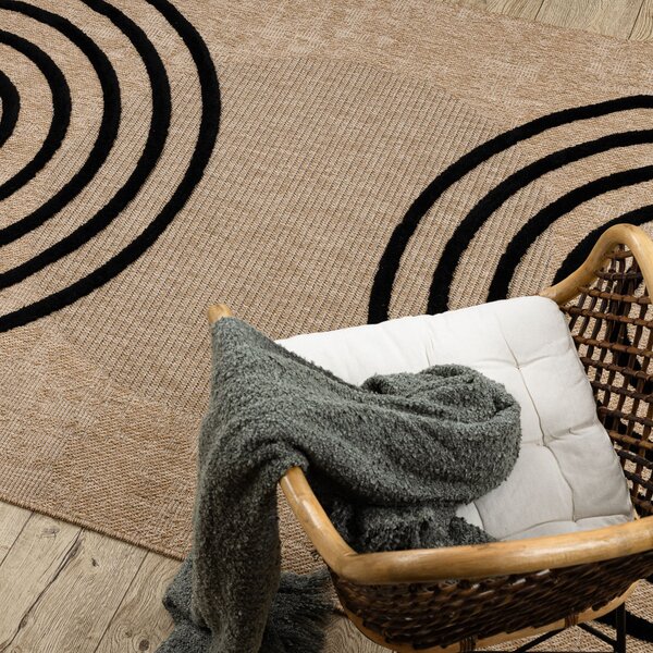 Dywany Łuszczów, Kusový koberec Spark 0688 beige/black, 160x220, béžová, chodba / předsíň