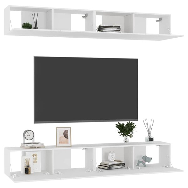TV skříňky 4 ks bílé 100 x 30 x 30 cm kompozitní dřevo 3074452