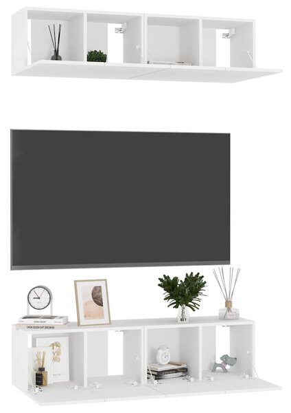 TV stolky 4 ks bílé 60 x 30 x 30 cm kompozitní dřevo 3074450