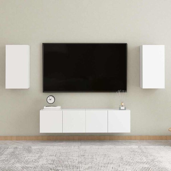 4dílný set TV skříněk bílý kompozitní dřevo 3074453