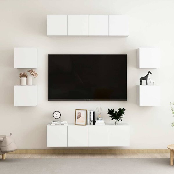 8dílný set TV skříněk bílý dřevotříska 3074457