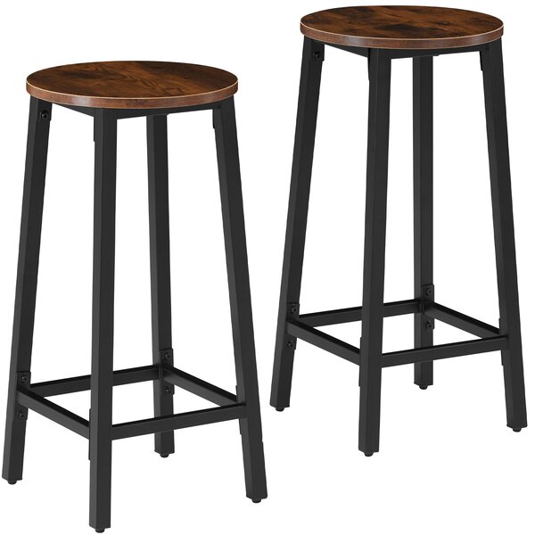 Tectake 404332 2 barové židle corby - industriální dřevo tmavé, rustikální