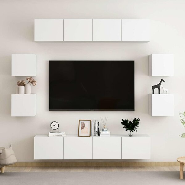 8dílný set TV skříněk bílý dřevotříska 3074459