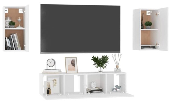 4dílný set TV skříněk bílý kompozitní dřevo 3074453