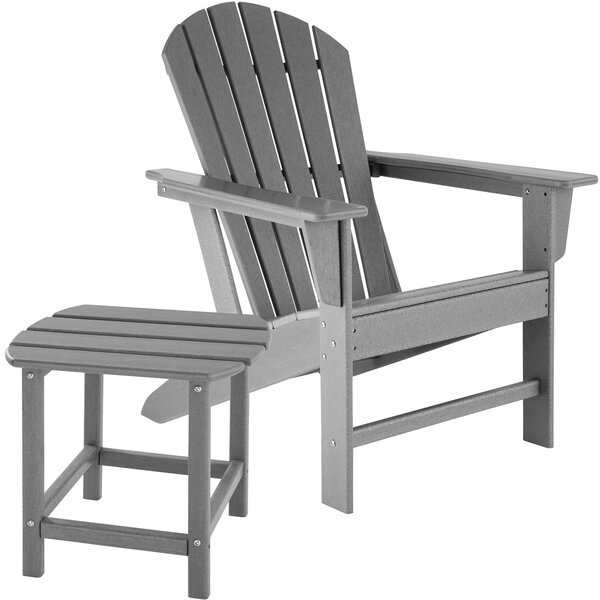 Tectake 404617 zahradní židle s odkládacím stolkem - světle šedá