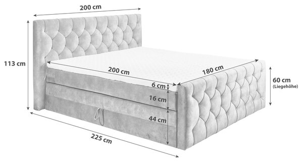 POSTEL BOXSPRING, 180/200 cm, lilková MID.YOU - Postele s úložným prostorem, Online Only
