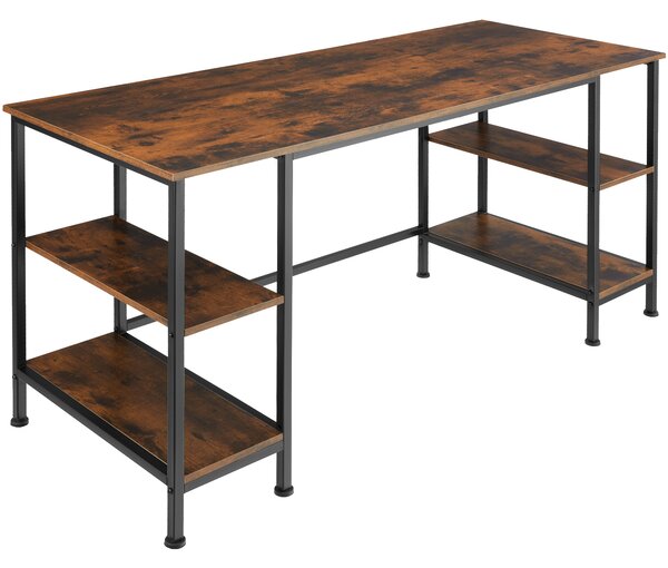 Tectake 404346 počítačový stůl stoke 137x55x75cm - industriální dřevo tmavé, rustikální