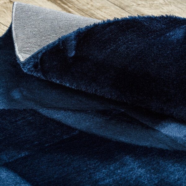 Dywany Łuszczów, Kusový koberec Visco Rabbit Dark blue 10 kruh, 120x120 (průměr) kruh, modrá, dětský pokoj