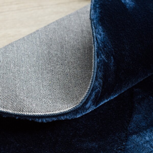 Dywany Łuszczów, Kusový koberec Visco Rabbit Dark blue 10 kruh, 120x120 (průměr) kruh, modrá, dětský pokoj
