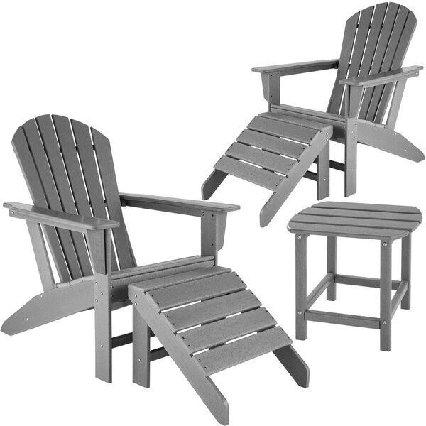 Tectake 404621 2 zahradní židle se 2 podnožkami a stolem - světle šedá