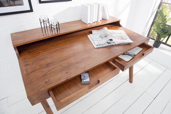 Designový retro psací stůl z masivu Akacia 120cm