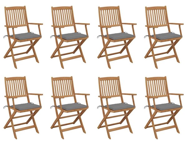 Skládací židle s polštáři, 8 ks, masivní akáciové dřevo 3075086
