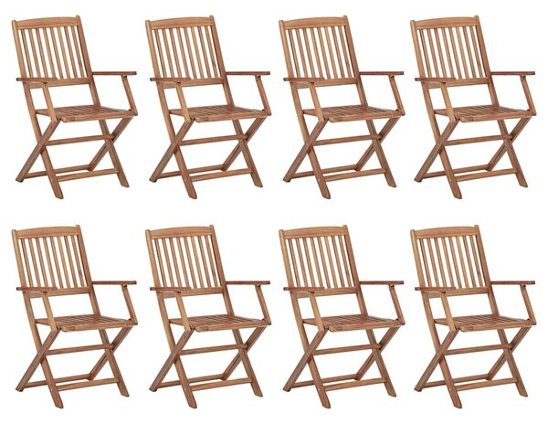 Skládací židle s polštáři, 8 ks, masivní akáciové dřevo 3075085
