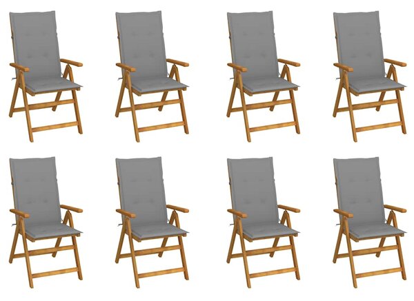 Skládací židle s polštáři, 8 ks, masivní akáciové dřevo 3075055