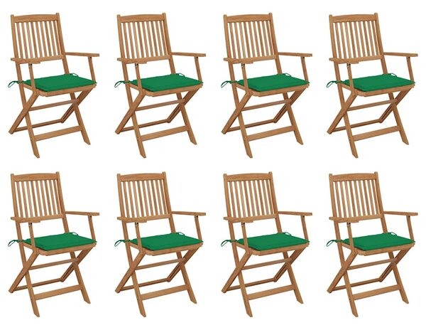 Skládací židle s polštáři, 8 ks, masivní akáciové dřevo 3075090