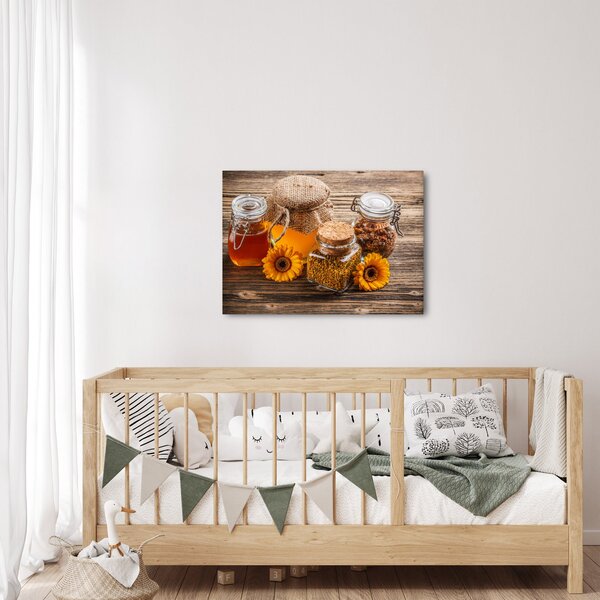 Obraz - Zátiší s medovými sklenicemi (70x50 cm)