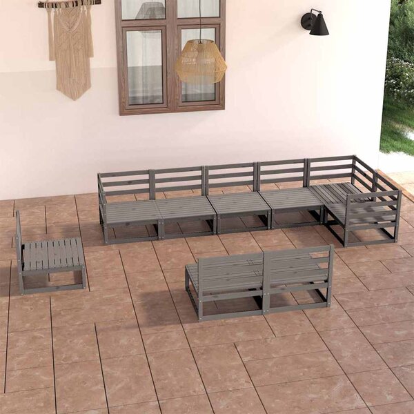 9dílná zahradní sedací souprava šedá masivní borovice 3075636