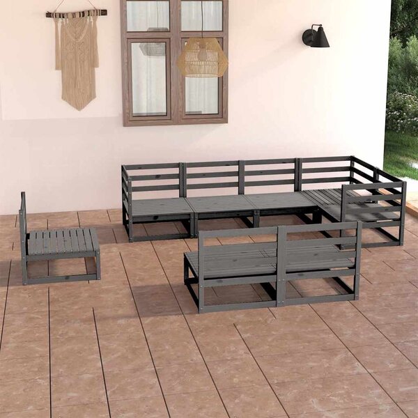 8dílná zahradní sedací souprava šedá masivní borovice 3075626