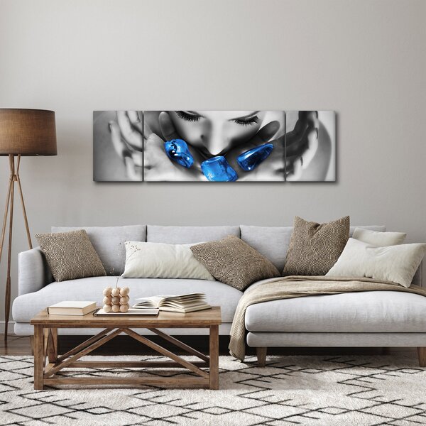 Obraz portrétu ženy s kameny (170x50 cm)