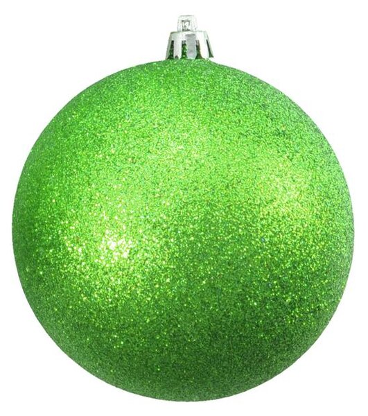 Vánoční dekorační ozdoby, 10 cm, jablečně zelená se třpytkami, 4 k