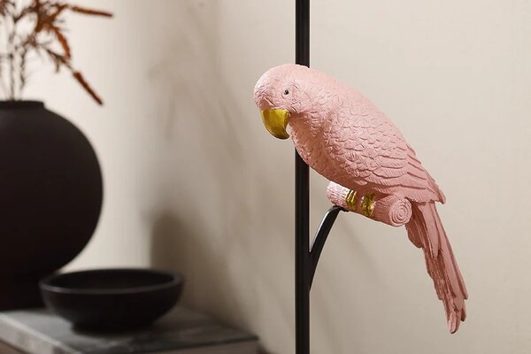 Designová stolní lampa Parrot se čtvercovou podstavou a dekorací v podobě růžového papouška 75 cm