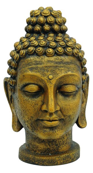 Socha hlava Budhy, zlatá, 75 cm