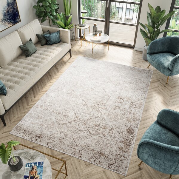 Makro Abra Moderní kusový koberec PORTLAND D189E hnědý bílý Rozměr: 80x150 cm