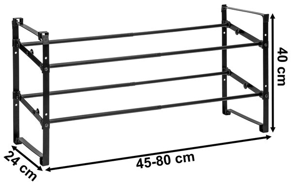 Rozkládací botník NAVIA – nastavitelný, 2 patra