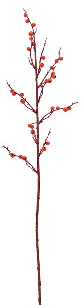 Umělá Větvička s bobulemi, červený glitter, 85 cm, 3ks