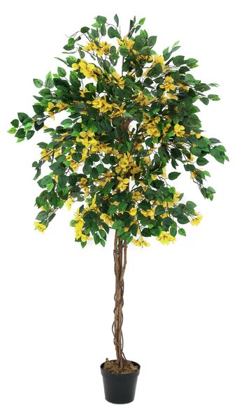 Umělý kvetoucí strom Bougainvillea - přírodní kmen, žlutá, 150cm