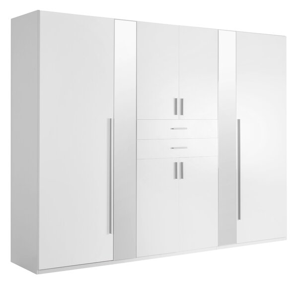 ŠATNÍ SKŘÍŇ SE ZRCADLEM, bílá, 270/208/58 cm Carryhome - Šatní skříně