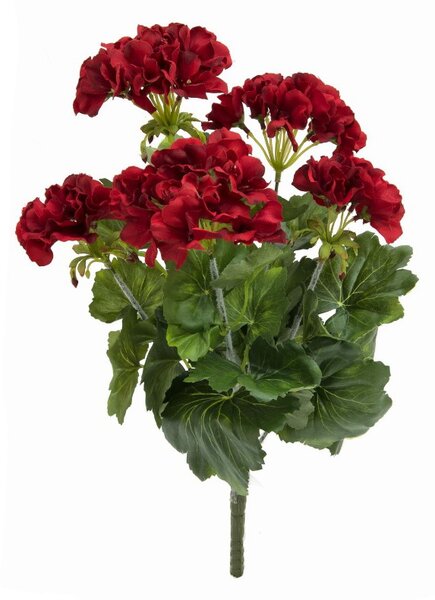Umělá květina červená pelargonie, 42cm